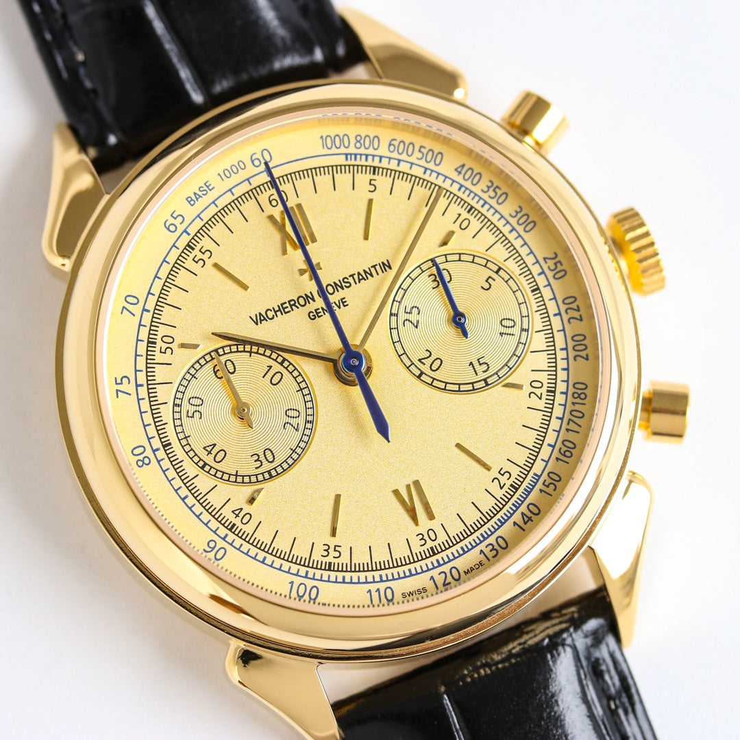 Chronograph - 904L Steel Yellow -Black Leather - Automatic - 42mm