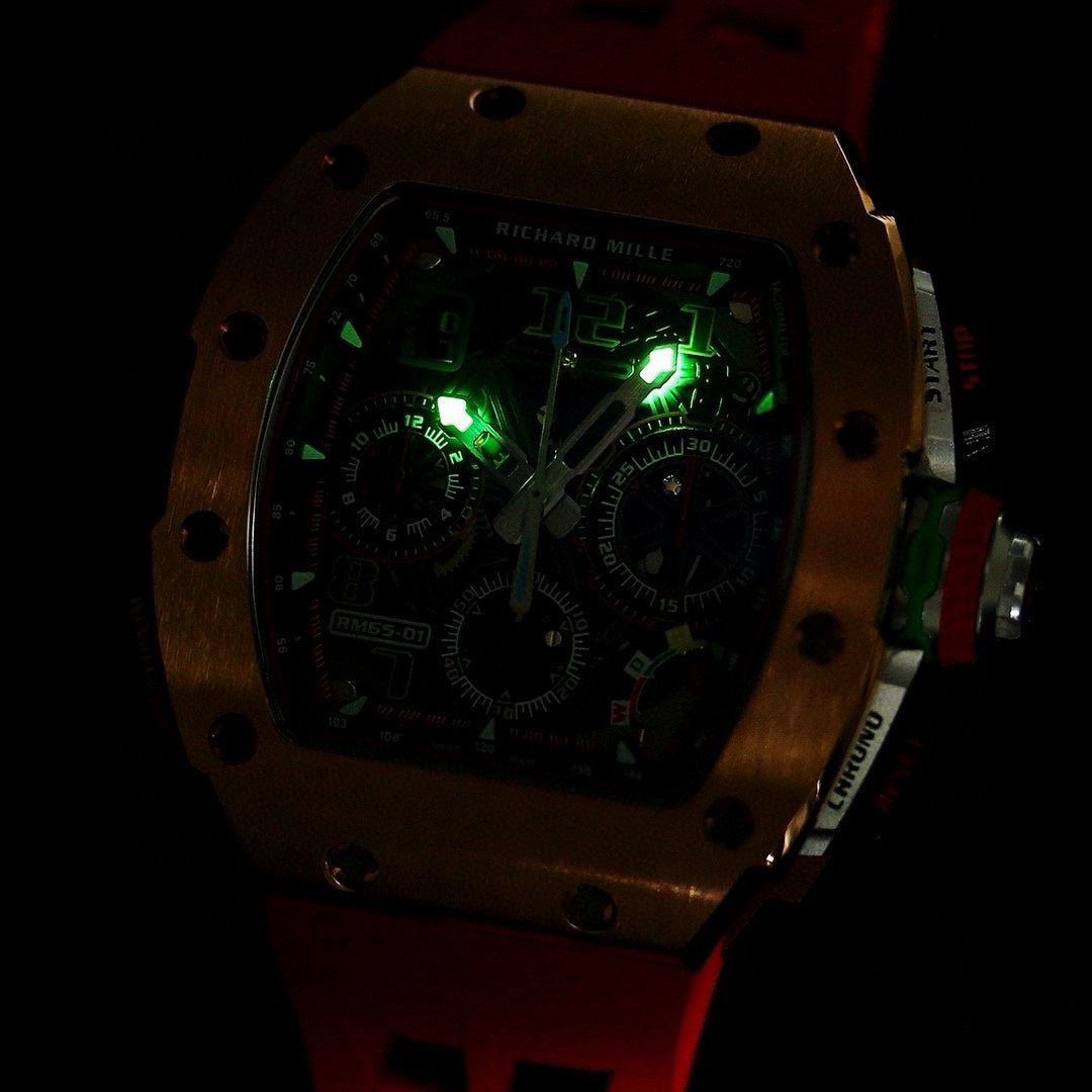 Chronograph - Rosegole 904L Steel- Red Rubber- Quartz - 41*49mm