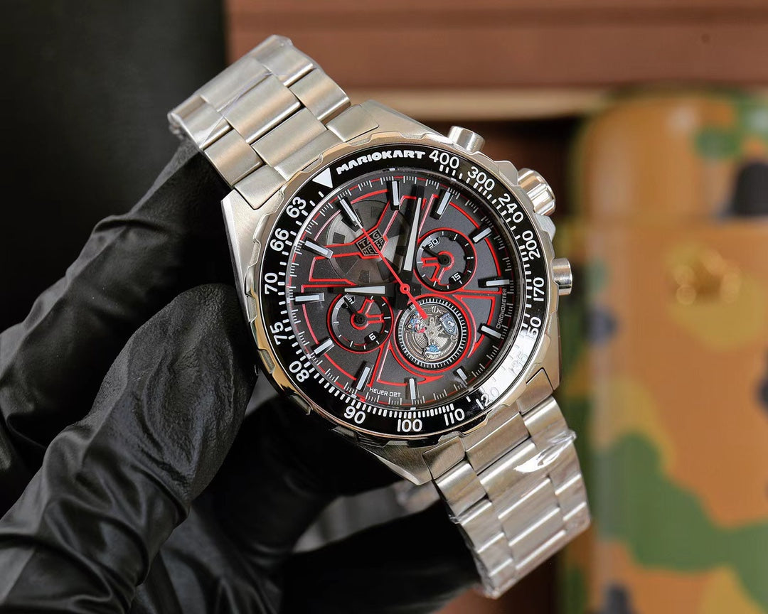 Chronograph - Red - White 904L Steel - Quartz - 41mm