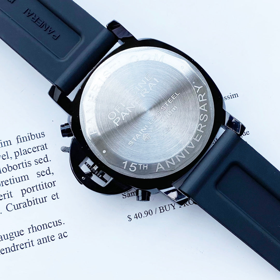 Chronograph - Silver - Darkblue Rubber - Quartz - 50mm