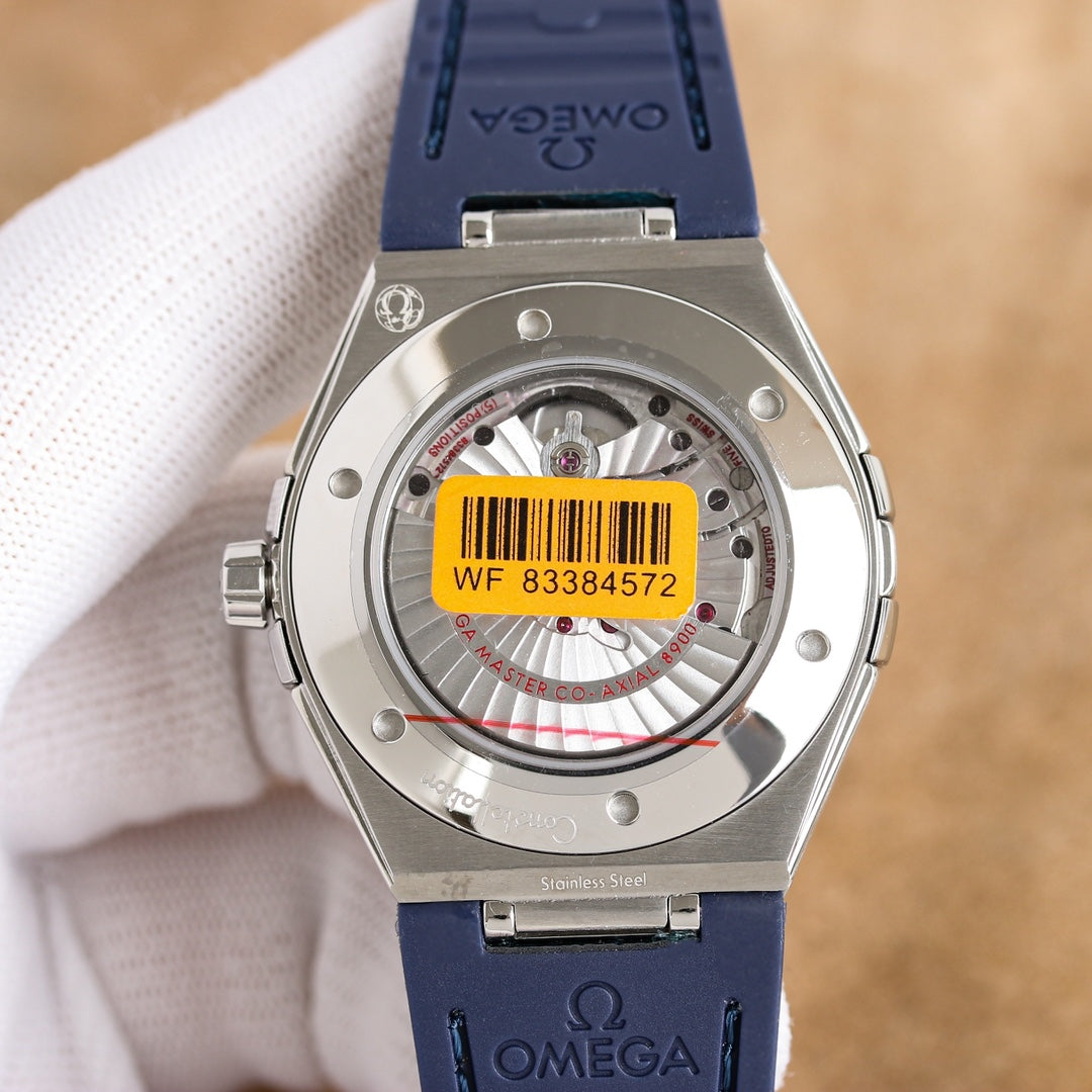 Blue- White Silver - Blue leather- Automatic - 41mm