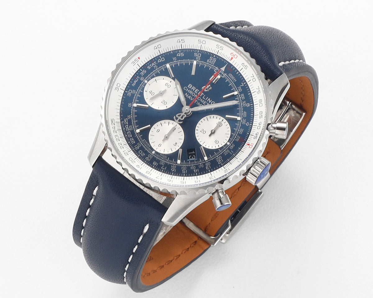 Chronograph - White Ceramic - Blue White- N-Timer - Blue Leather - Automatic - 43mm
