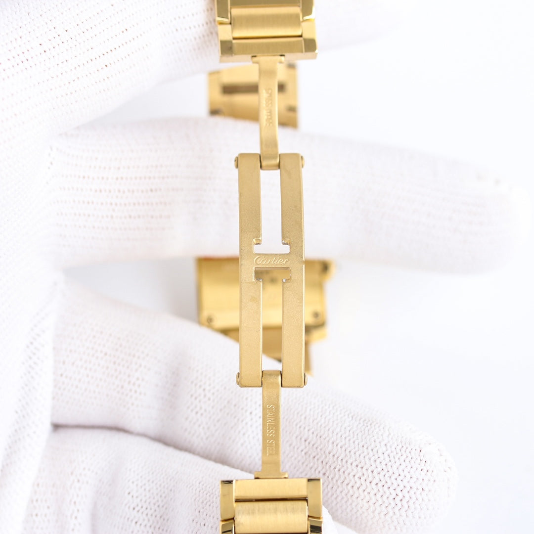 LADY- Bracelets & Mini Watch- Diamond Bezel -Yellowgold - 904L Steel- Quartz -21*25mm