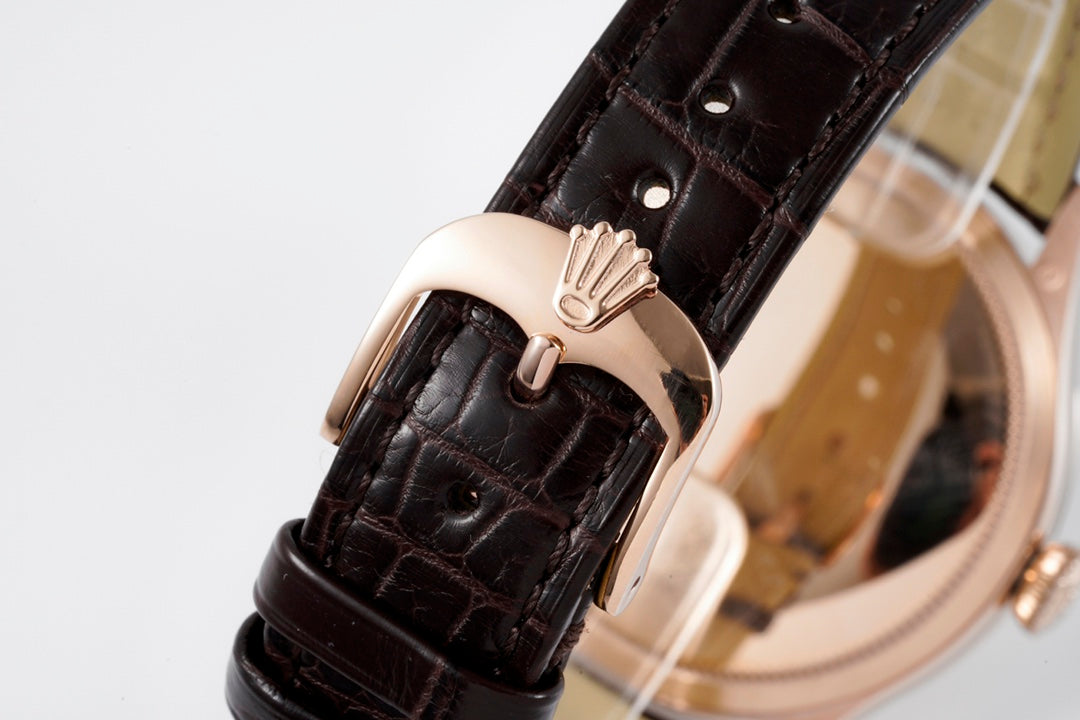 Black -904L Rosegold - Brown Leather - Automatic - 39mm