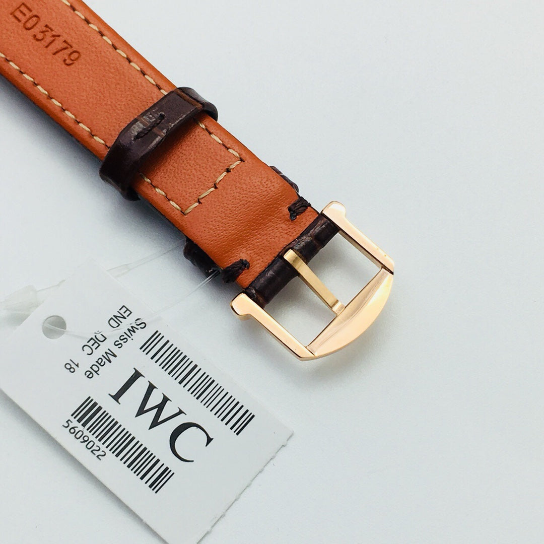 LADY -Yellow Gold - White - Brown Leather - Automatic - 34mm