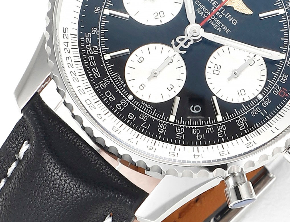 Chronograph - White Ceramic - Black White- N-Timer - Black Leather - Automatic - 43mm
