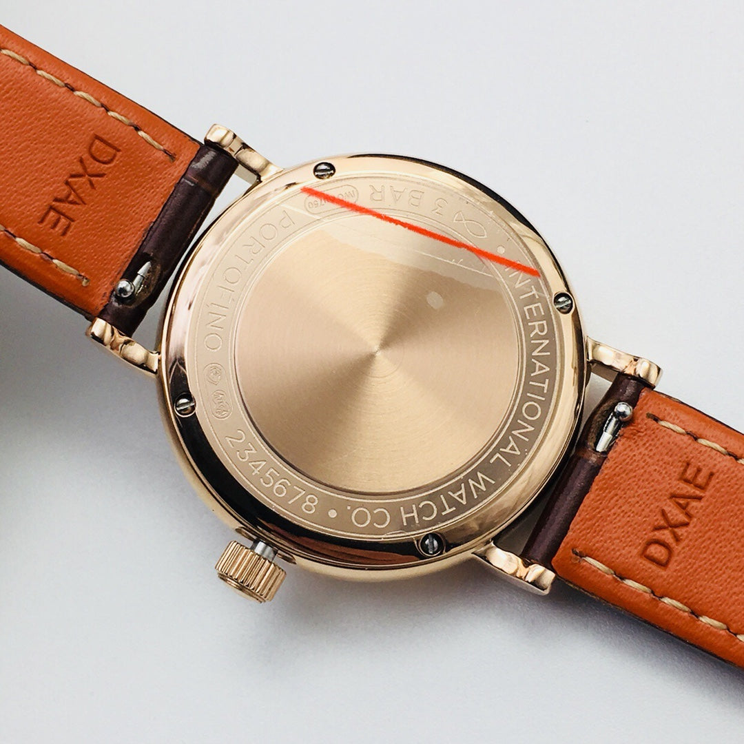 LADY -Yellow Gold - White - Brown Leather - Automatic - 34mm