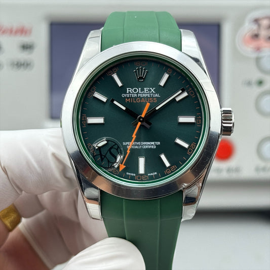 Green - Silver Orange - Green Rubber - Automatic-3131 - 40mm