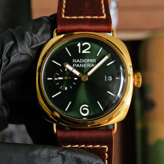 Green Rosegold - Brown Leather - Automatic - 44mm