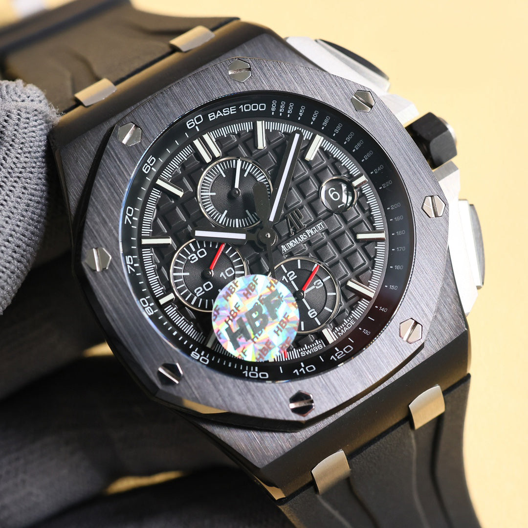 TOP! Black Ceramic Bezel - Black Rubber - Automatic - 43mm