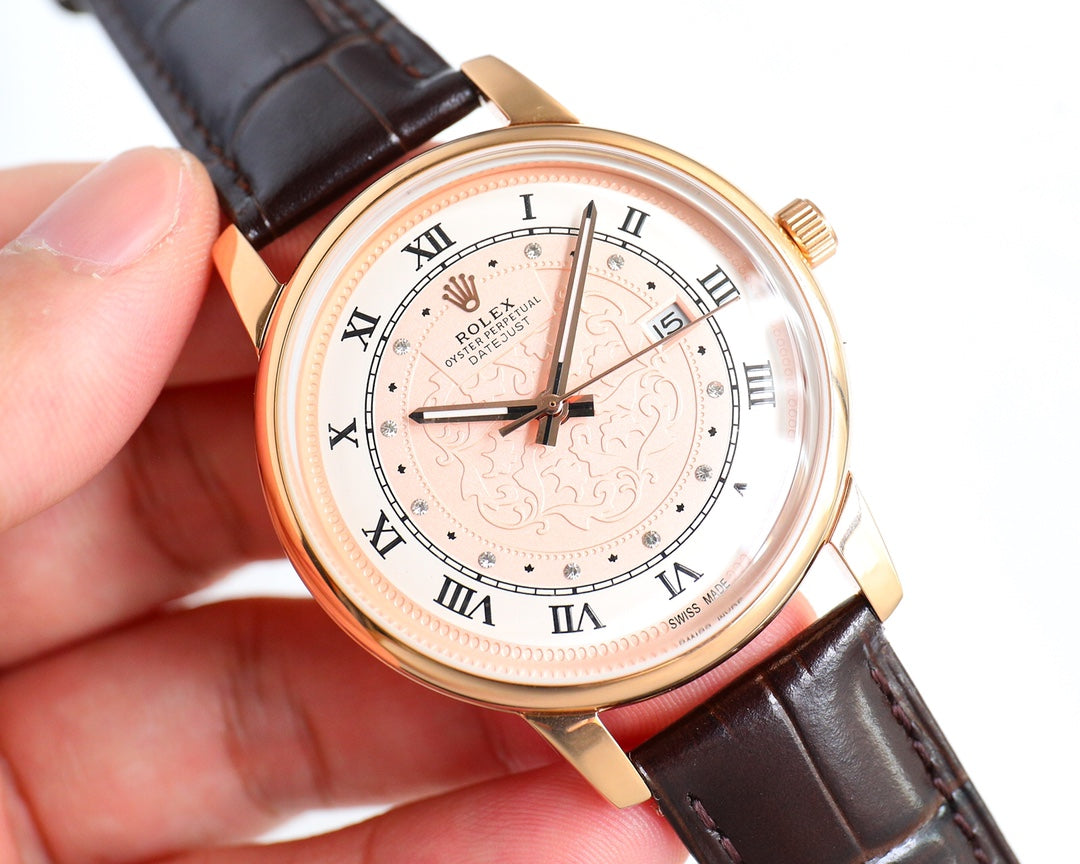 Yellow gold - Brown Leather - Automatic - 42mm