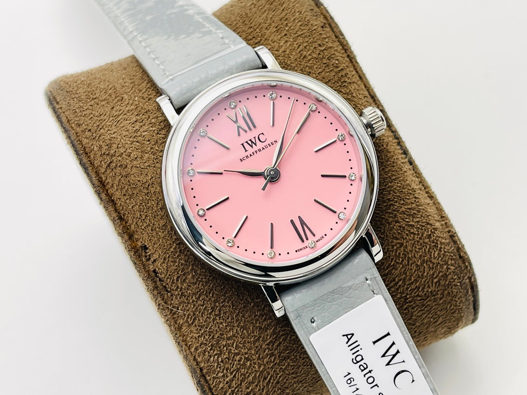 LADY -Pink - Grey Leather - Automatic - 34mm