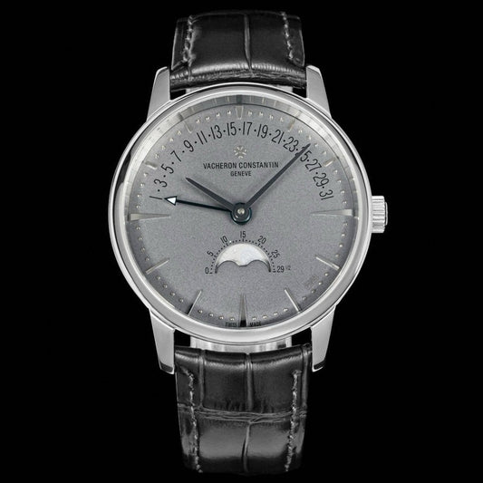 4010U/000R- Grey Silver -Black Leather - Automatic - 42.5mm