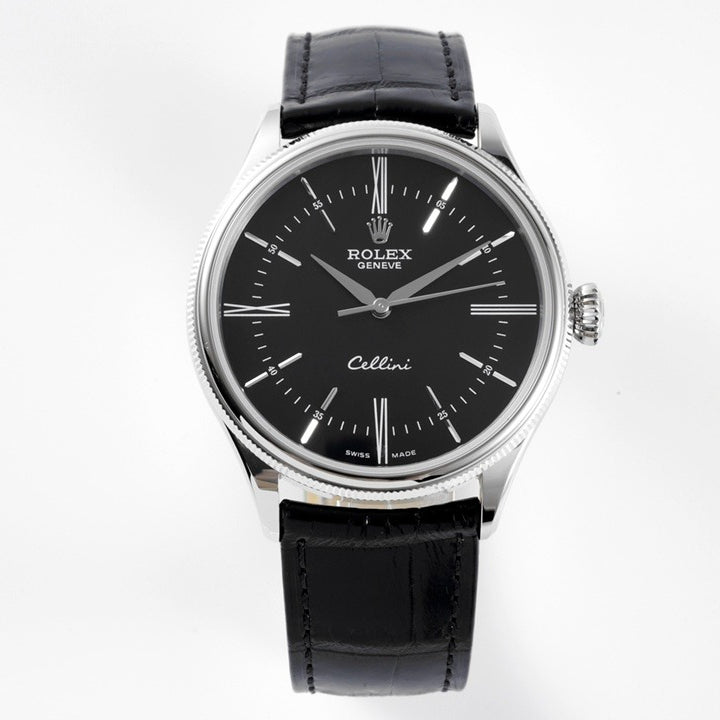 Black -904L Silver - Black Leather - Automatic - 39mm