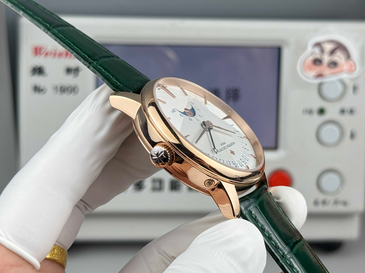 4010U/000R- White 3D Dial - Rosegold -Green Leather - Automatic - 42.5mm