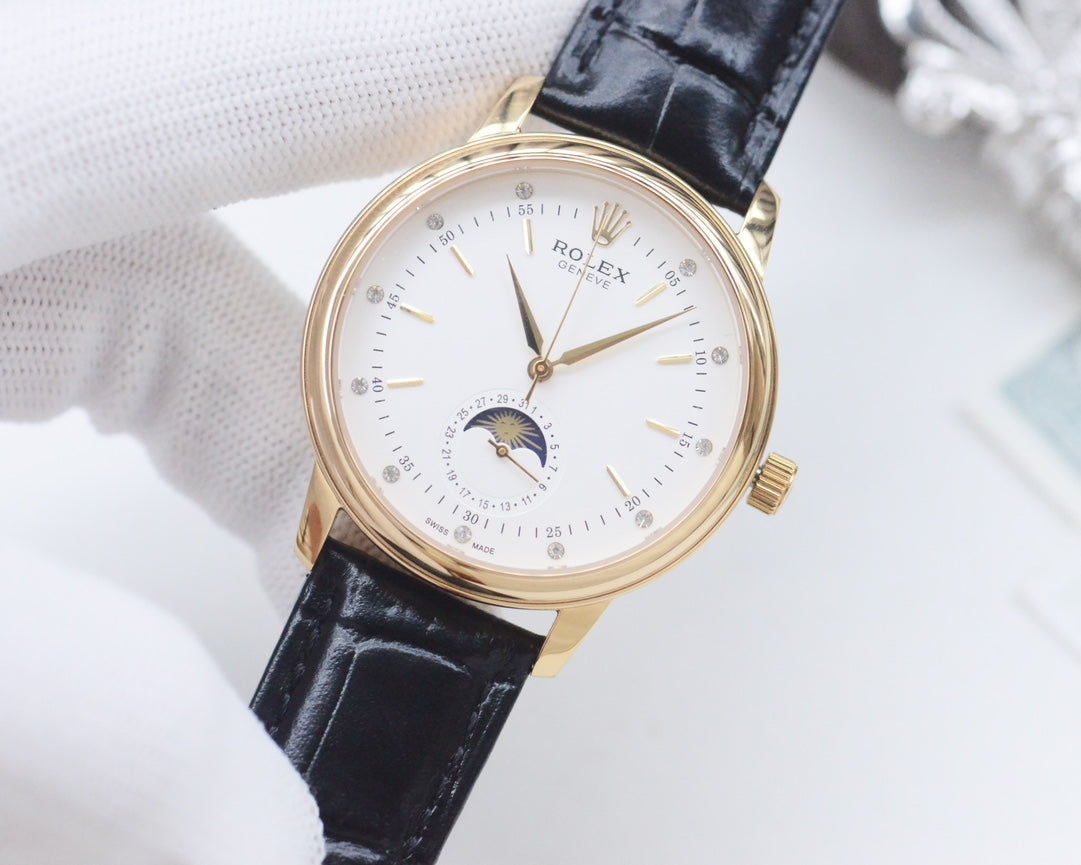 White -904L Yellow - Black Leather - Automatic - 39mm