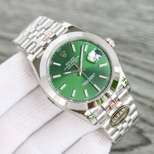 C-Factory - Green -Smooth bezel- Silver 904L Steel- Automatic - 41mm