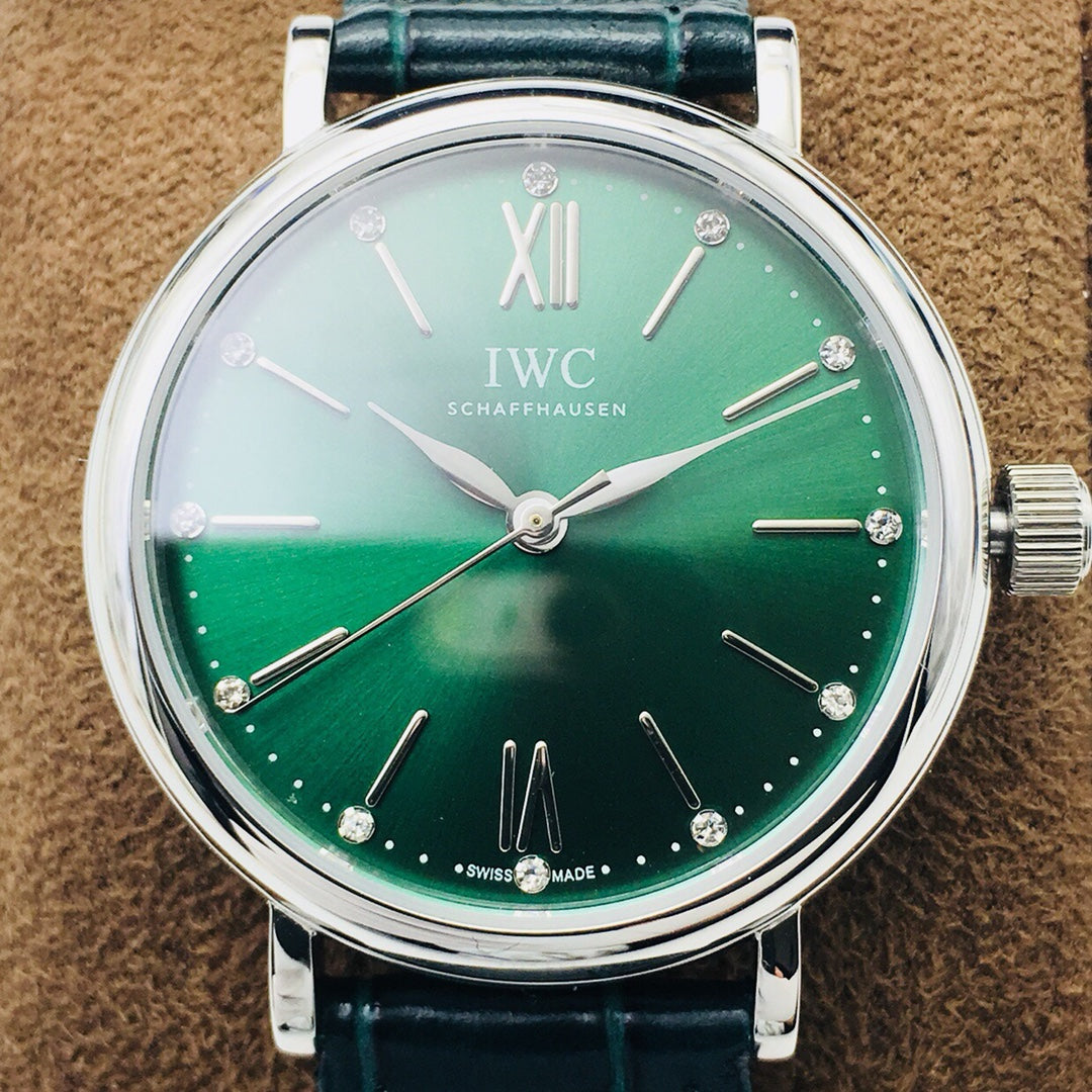 LADY -Silver Green - Blue Leather - Automatic - 34mm