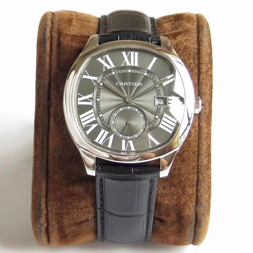 DRIVE-WSNM0009 - Grey Silver- Black Leather - Automatic - 40*41mm