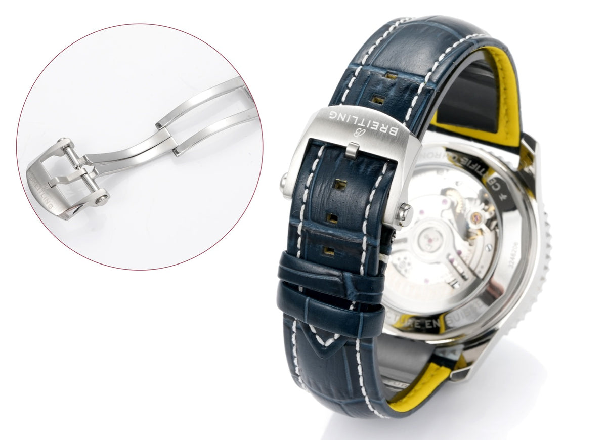 Chronograph - Silver Blue - N-Timer - Blue Leather - Automatic - 43mm