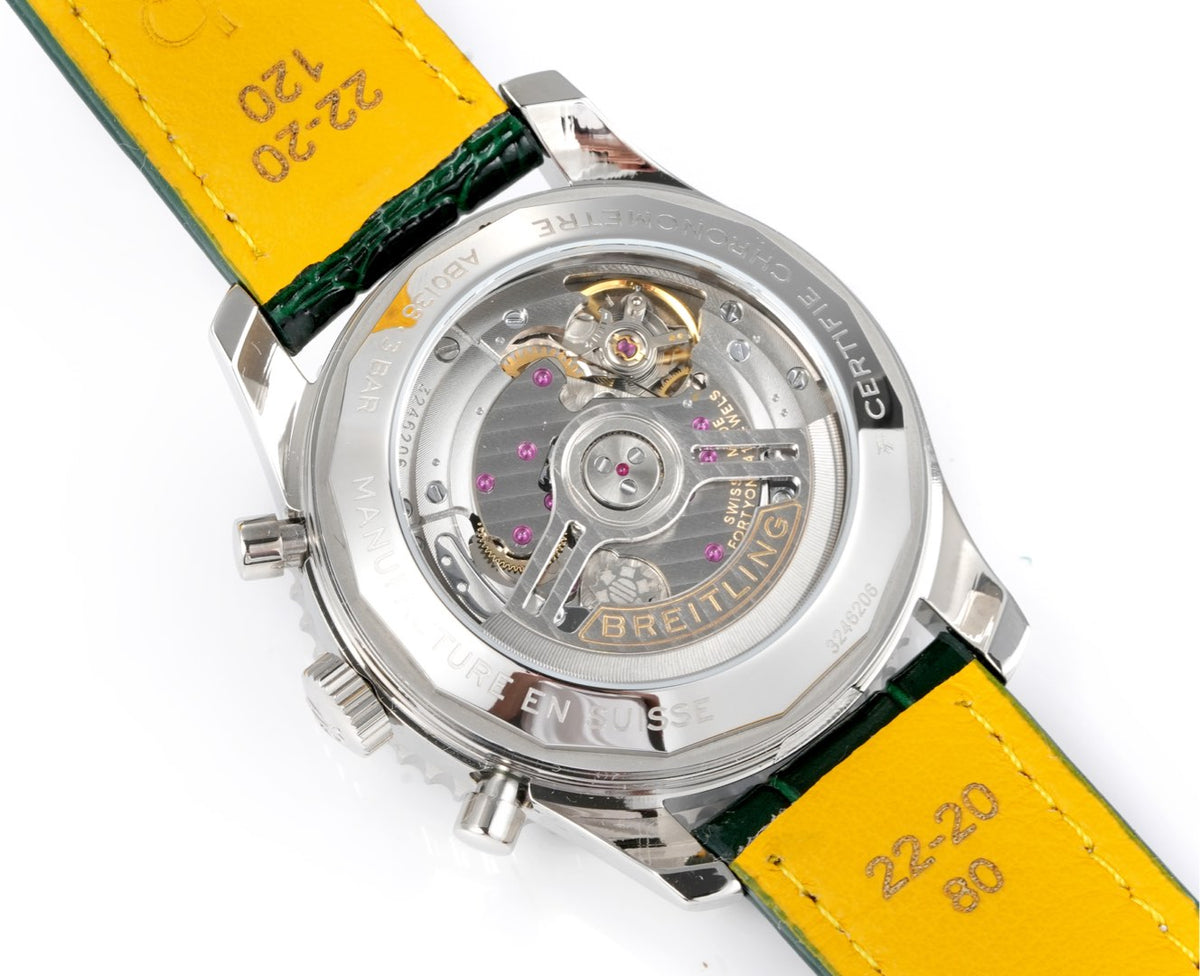 Chronograph - White bezel - Green White - N-Timer - Green Leather - Automatic - 43mm