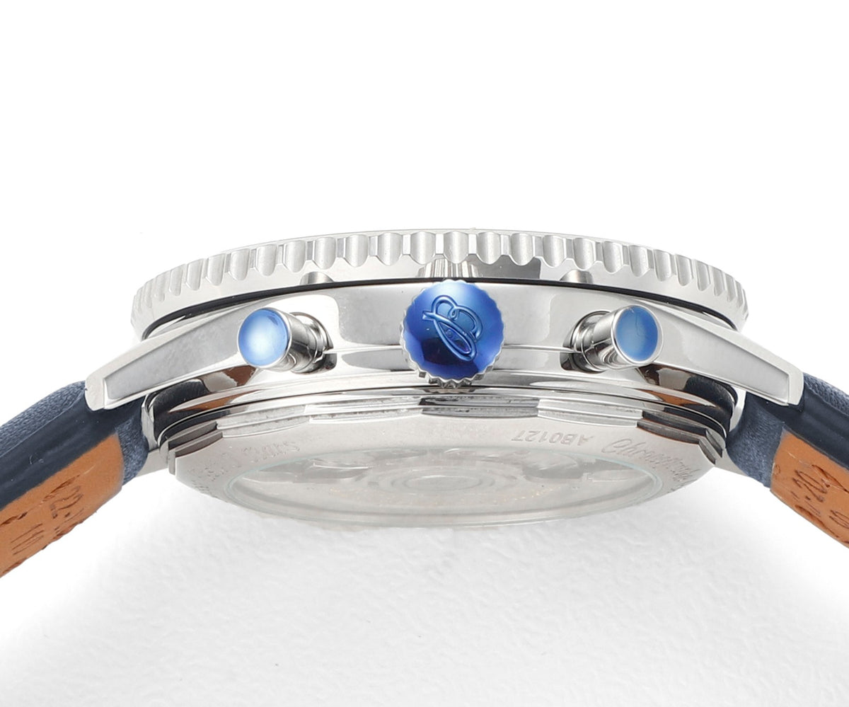 Chronograph - White Ceramic - Blue White- N-Timer - Blue Leather - Automatic - 43mm