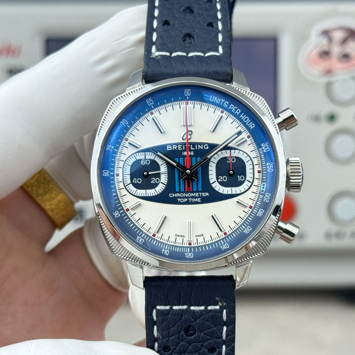 Chronograph - Silver Blue - T-Timer - Blue Leather - Automatic - 38mm