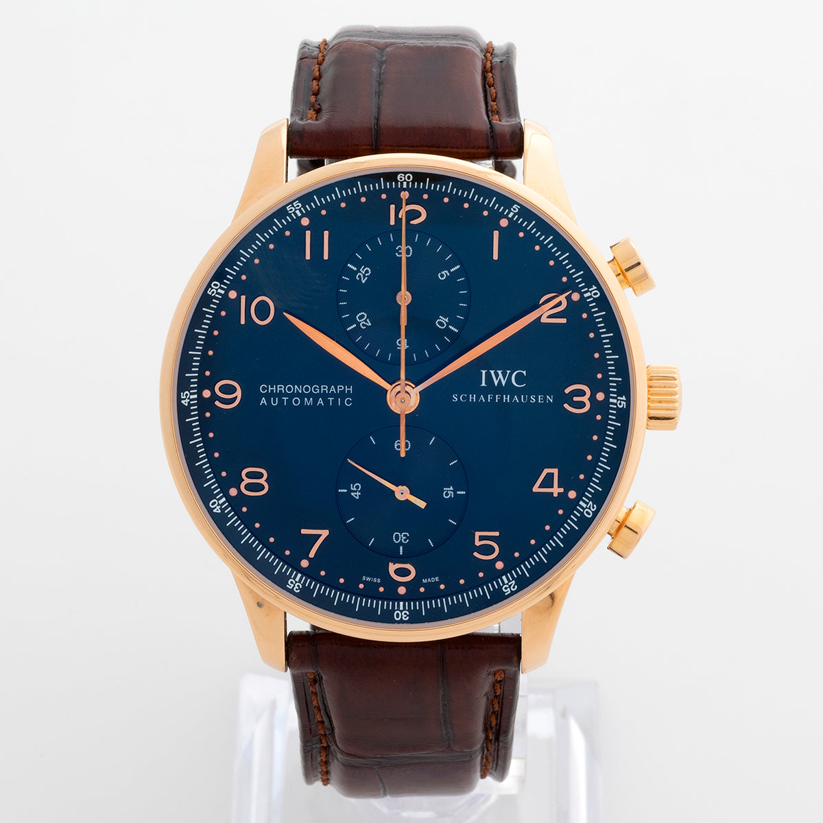 Chronograph -Blue Yellow - Brown Leather- Quartz -41mm