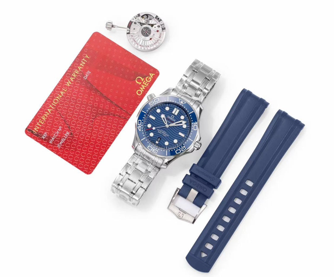 🔥Limited Time Offer!-VS- 210.30.42.20.03.001- Blue -Silver 904L Steel -Free Rubber Strap- Automatic -42mm