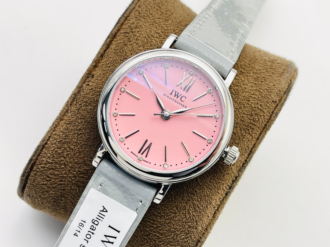 LADY -Pink - Grey Leather - Automatic - 34mm
