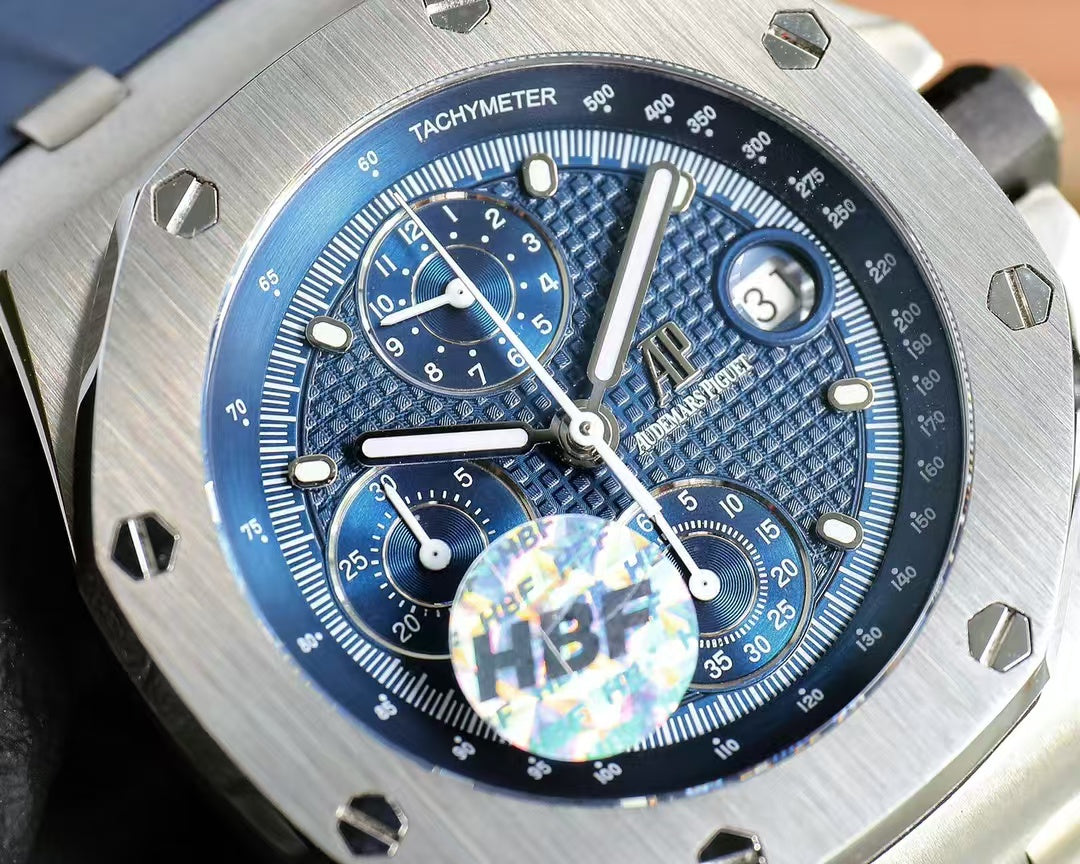 Chronograph-Silver Ceramic- Blue Rubber - Automatic - 44mm