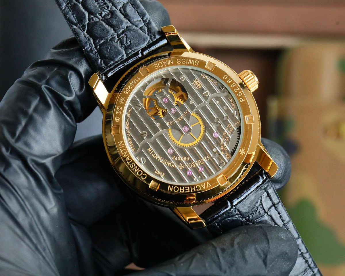 Toubillon -White Yellow - Black Leather - Automatic - 44mm
