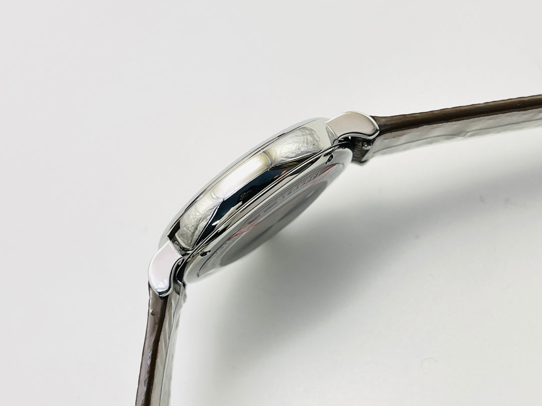 LADY -Silver Wthite - Brwon Leather - Automatic - 34mm