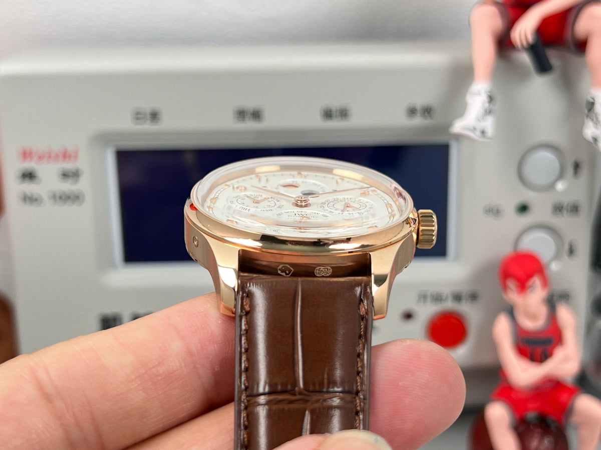 White Yellow gold -Per Calendar - Brown Leather - Automatic - 41mm