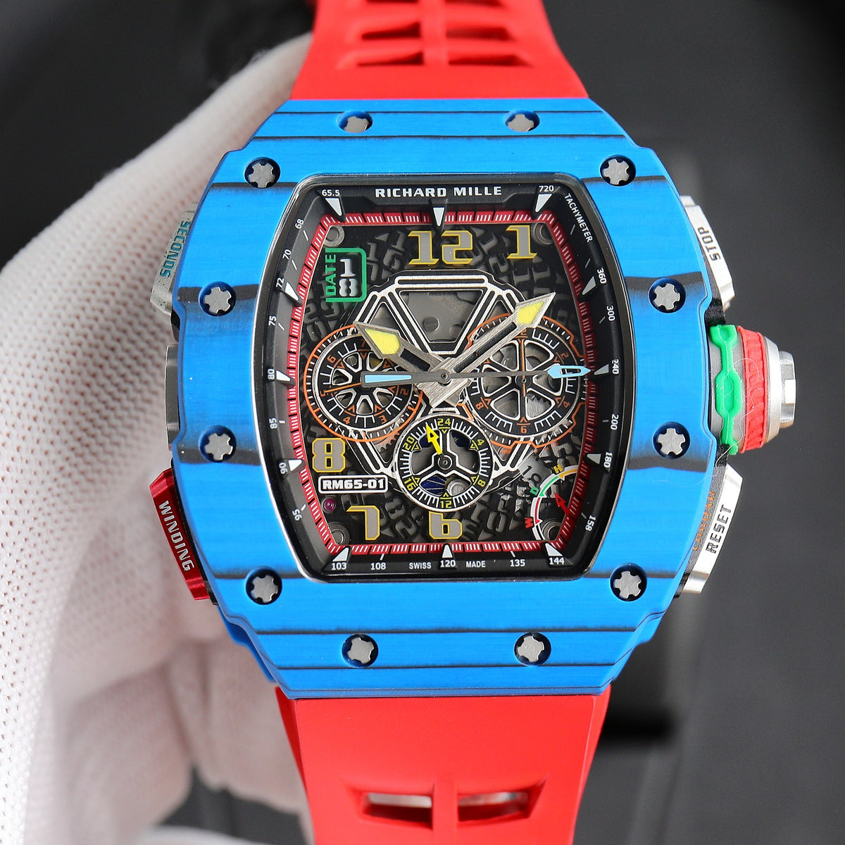 Chronograph - Blue Ceramic- Red Rubber- Self-winding - QUARTZ - 41*49mm