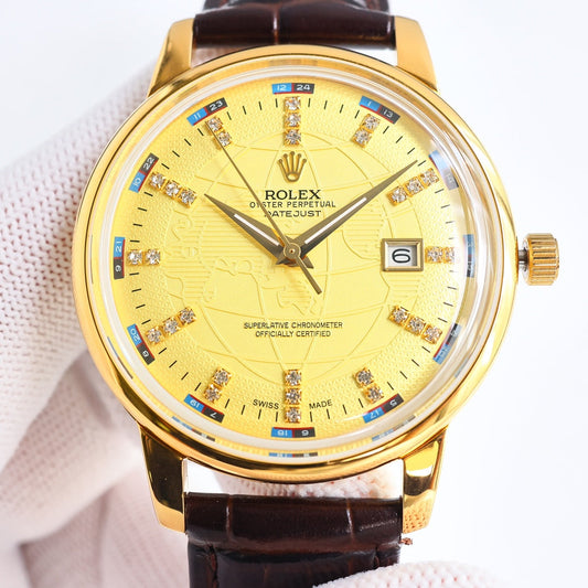 Luxury dial -Yellow gold - Brown Leather - Automatic - 42mm