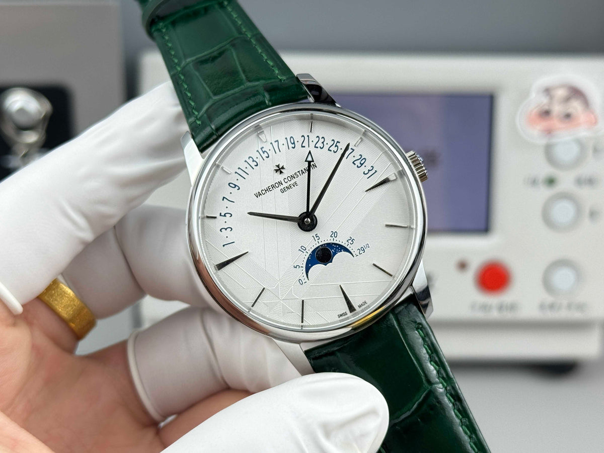 4010U/000R- White 3D Dial - Silver -Green Leather - Automatic - 42.5mm
