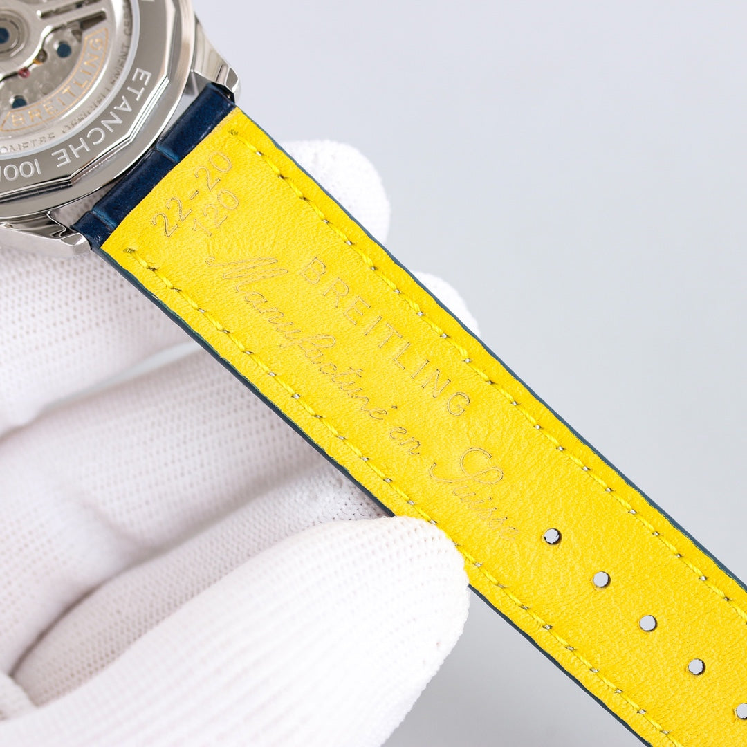 Chronograph - White Blue - Blue Leather - Automatic - 42mm