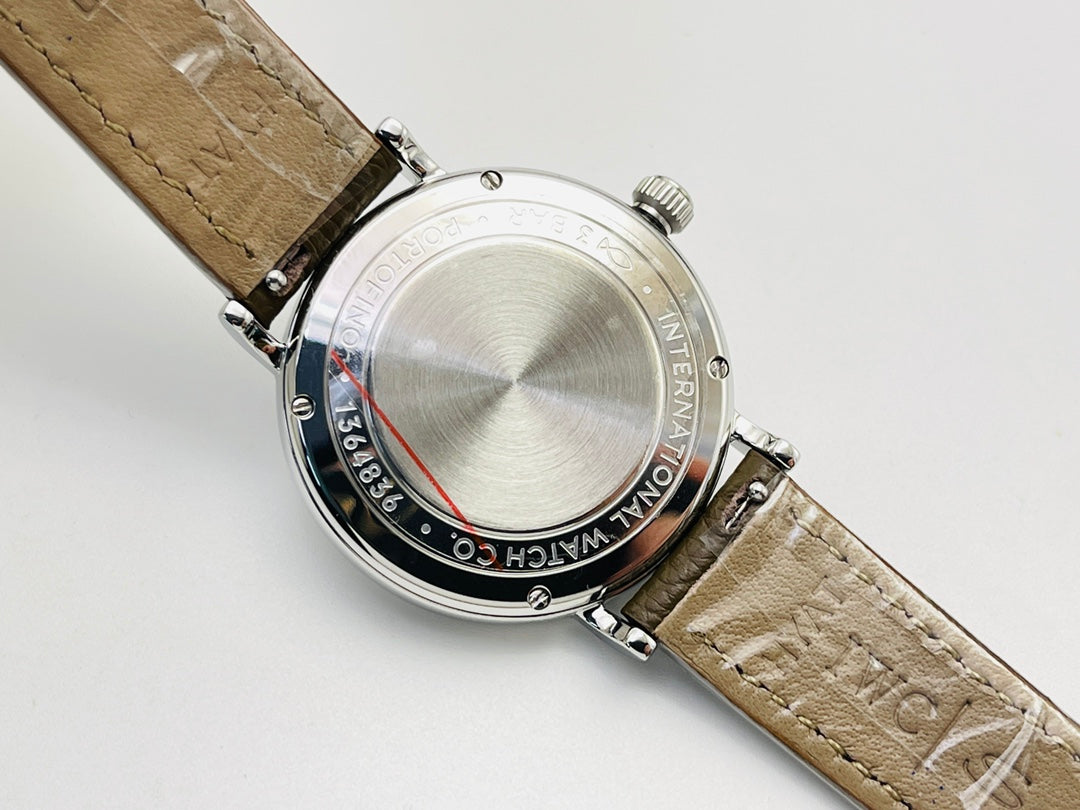 LADY -Silver Wthite - Brwon Leather - Automatic - 34mm
