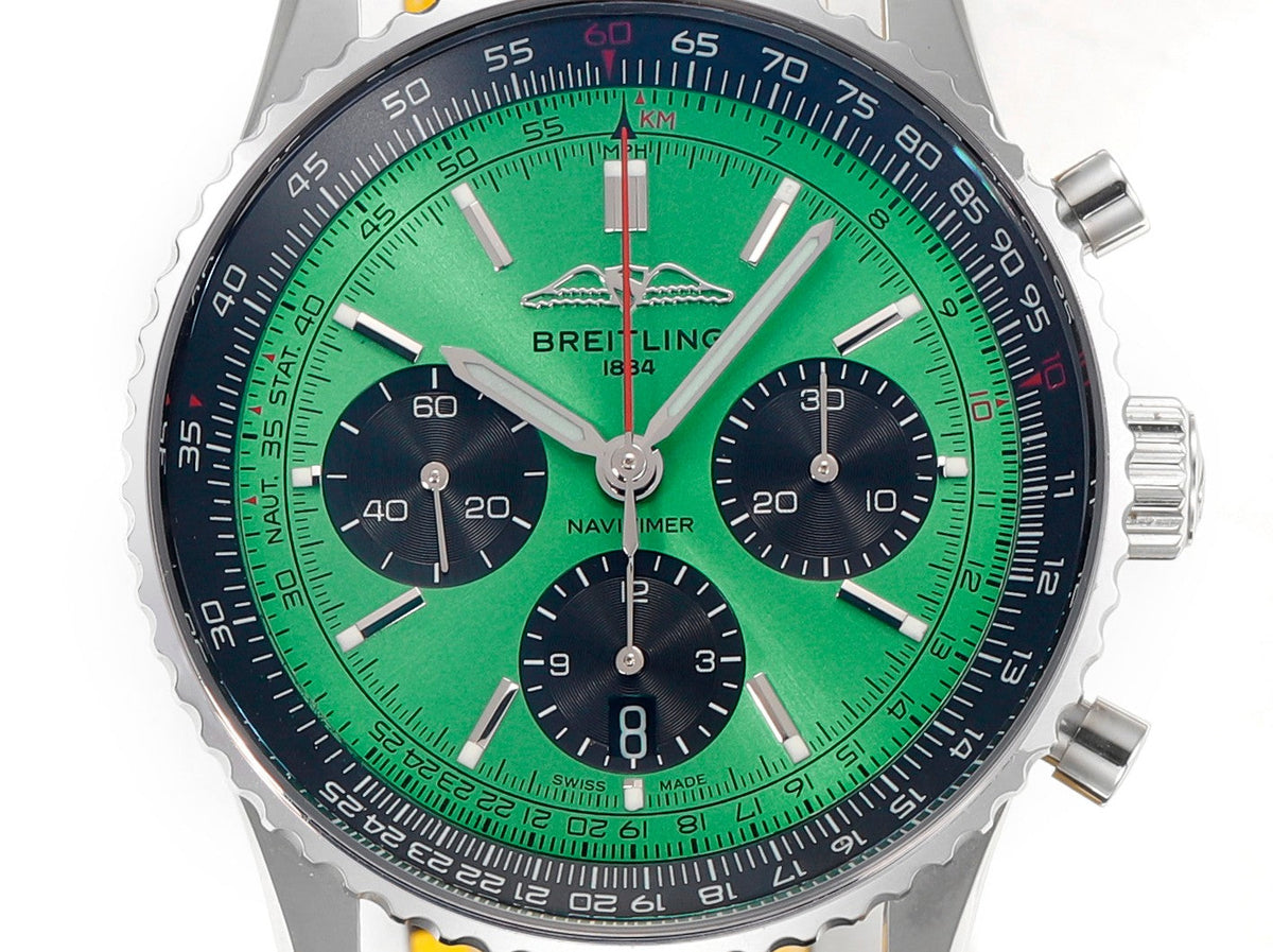 Chronograph - Black Ceramic - Green- N-Timer - Black Leather - Automatic - 43mm