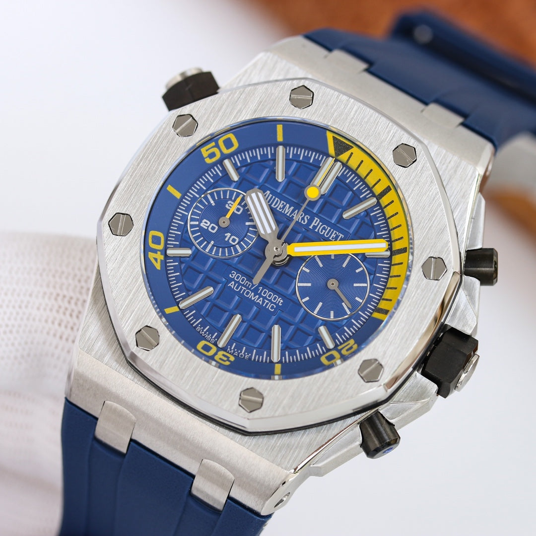 TOP! - 316L Steel - Blue rubber - Automatic - 42mm