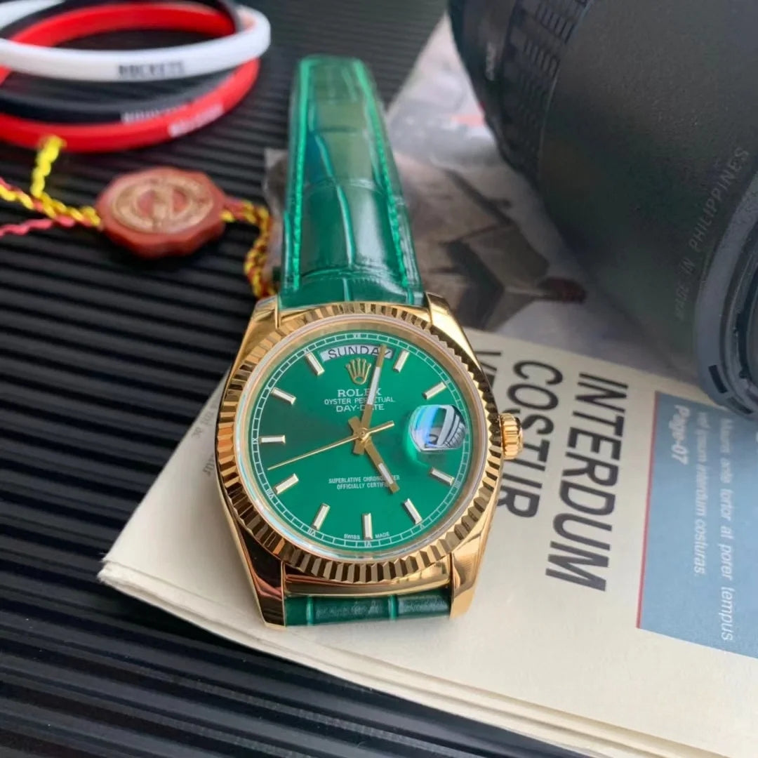 LADY- M118138- Green Yellow gold - Green Leather- Automatic - 36mm