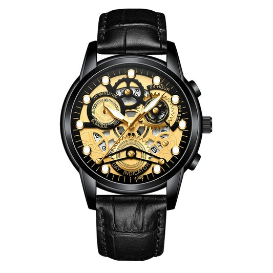 TOP! Panda Face Ceramic Bezel - Black Leather - Automatic - 43mm