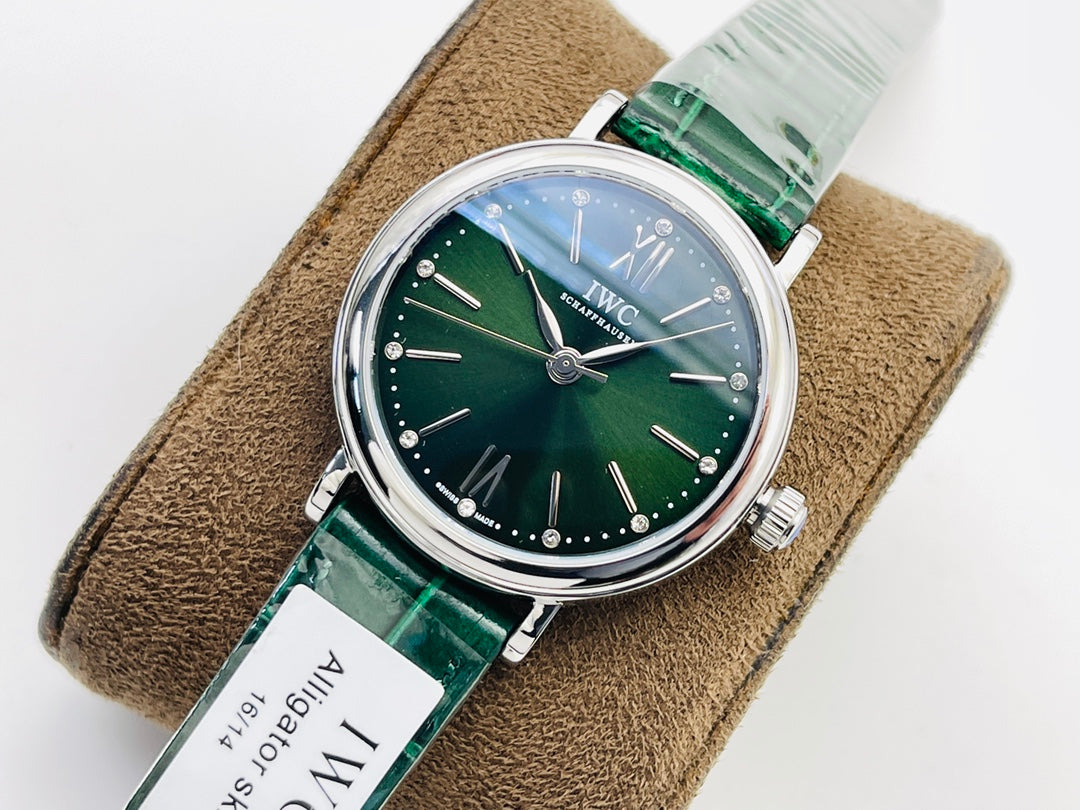 LADY -Silver Green - Green Leather - Automatic - 34mm