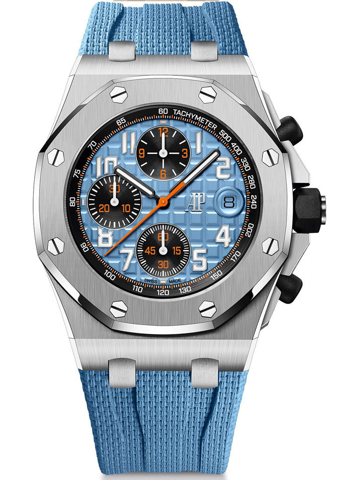 TOP! Baby Blue Silver - Blue Rubber - Automatic - 42mm