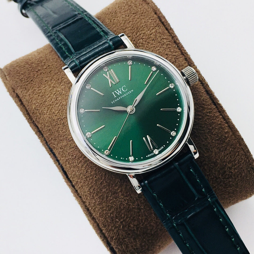 LADY -Silver Green - Blue Leather - Automatic - 34mm