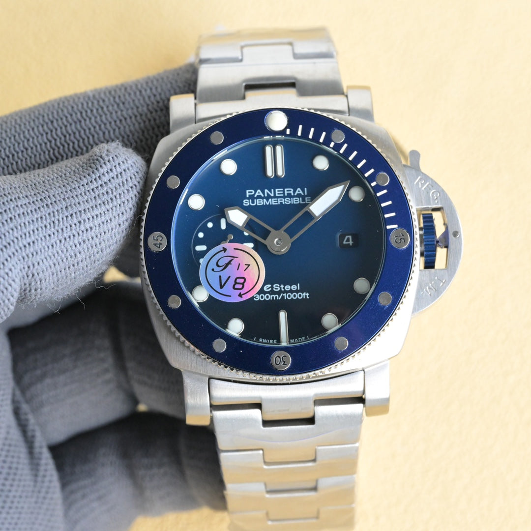 Blue Silver- White 316L Steel - Automatic - 47mm