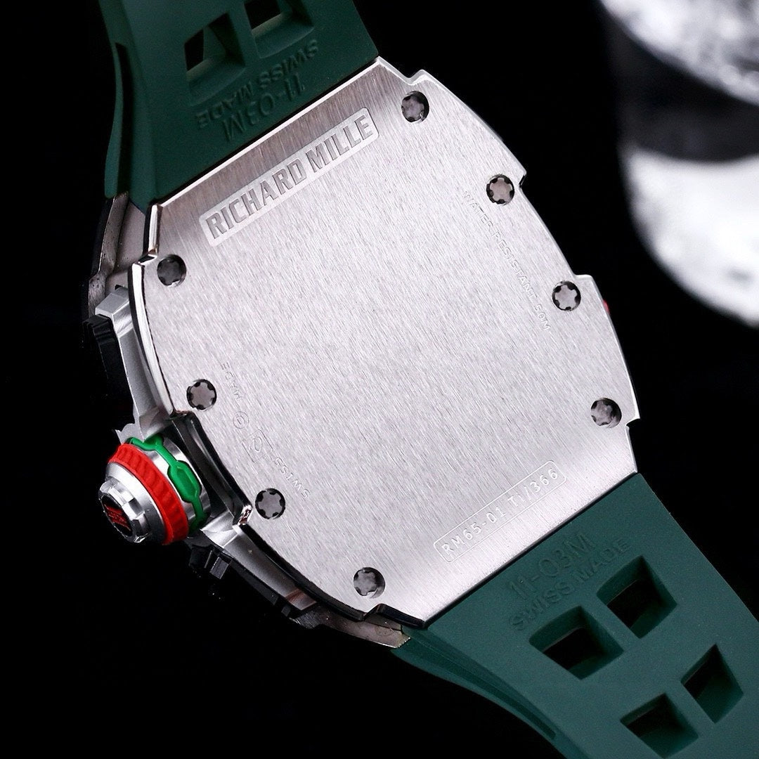 Chronograph - Silver 904L Steel- Green Rubber- Quartz - 41*49mm