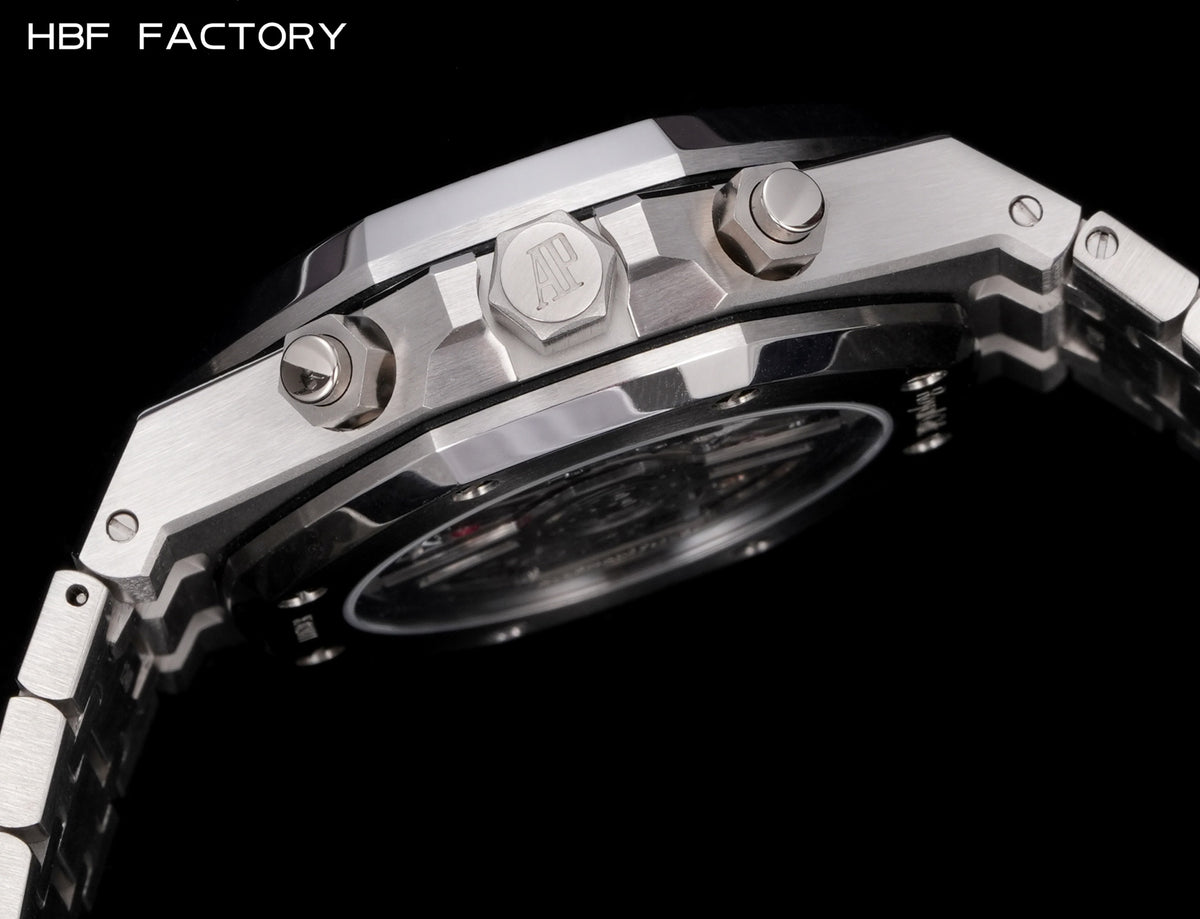 Chronograph- HBF-26240st- Blue -Silver 904L Steel- Automatic - 41mm