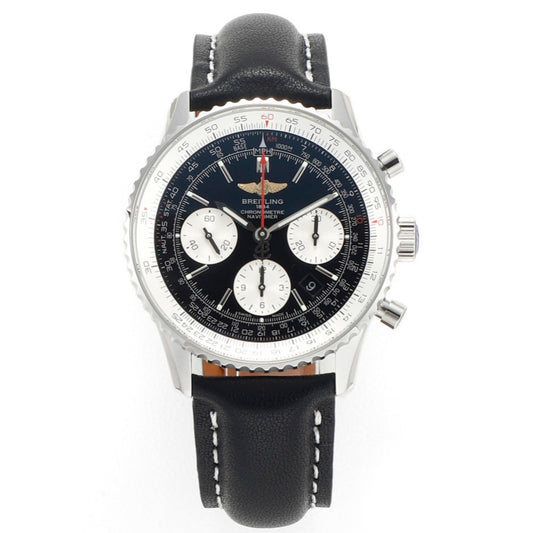Chronograph - White Ceramic - Black White- N-Timer - Black Leather - Automatic - 43mm